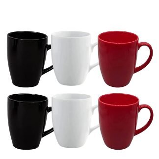 Tee Mafia -Black & Red & White l Ceramic Coffee Mug Colorfully Series 3 Pieces-Multicolor Coffee Mug, Glossy Mug, Plain Ceramic Mug, Daily Use Mug, Microwave & Dishwasher Safe Mug combo of 6