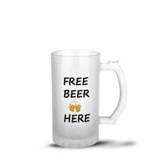 Tee Mafia - Tee mafia Free Beer Here Mug with Handle Funny Quotes | Gift for Son, Dad, Brother, Husband, Friends - White 16oz [470ml]